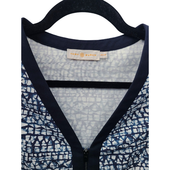 Tory Burch Peninsula Blue Tribal Ponte Zip Front Dress Size XS - Picture 2 of 7